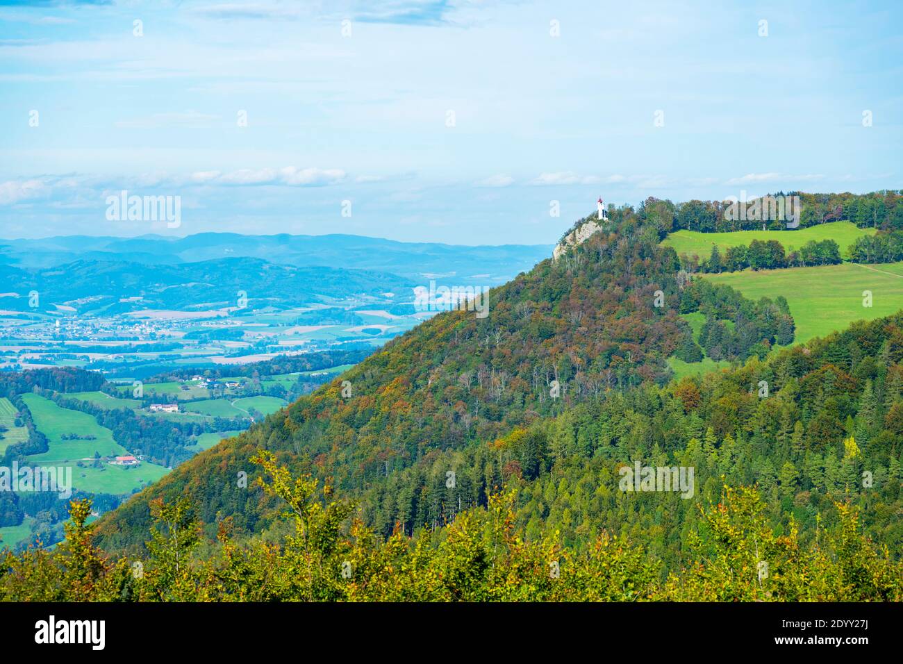Österreich, Niederösterreich, Scheibbs, Blick vom Greinberg zum Blassenstein Stockfoto