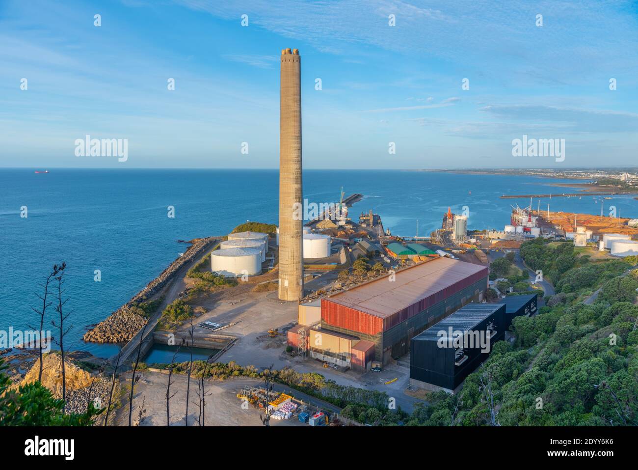 Industrieanlagen in New Plymouth, Neuseeland Stockfoto