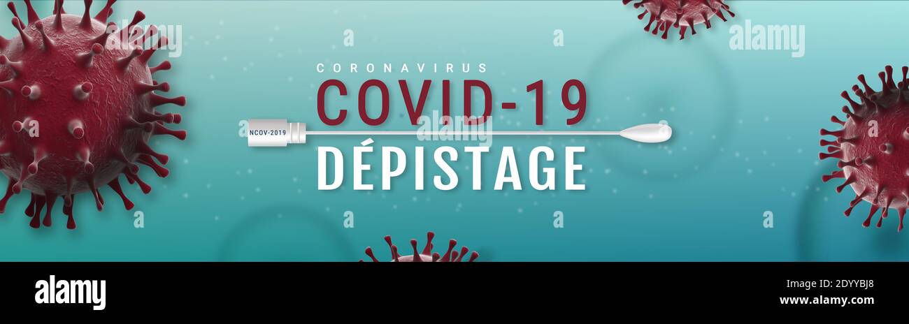 Coronavirus Covid-19 Test Banner Illustration - Mikrobiologie und Virologie Konzept Stockfoto
