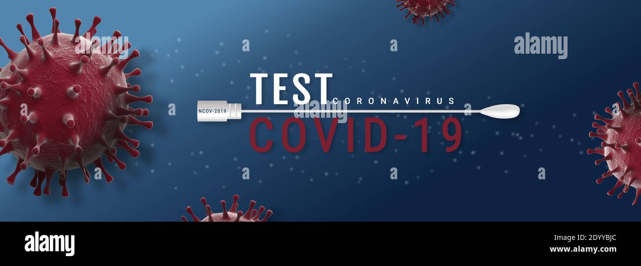 Coronavirus Covid-19 Test Banner Illustration - Mikrobiologie und Virologie Konzept Stockfoto
