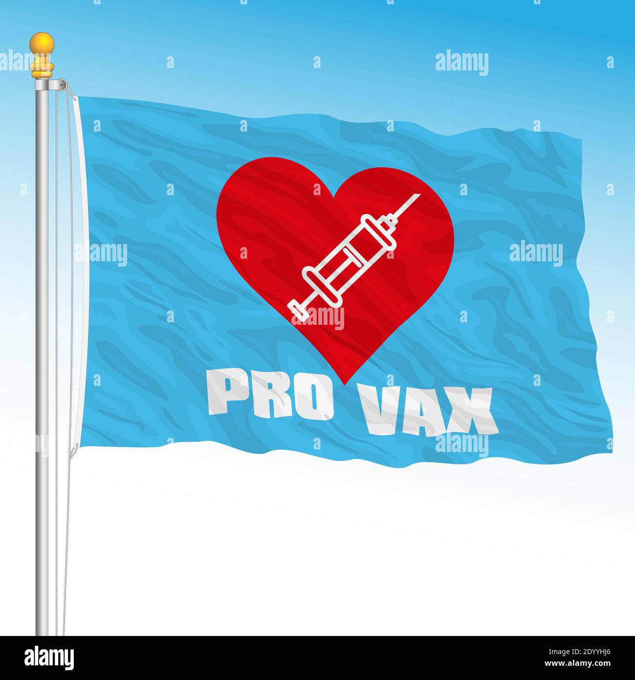 Flagge mit Symbol der Pro Vax Bewegung, Vektordarstellung Stock Vektor