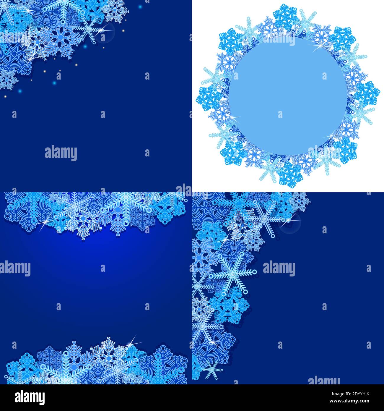 Eine Reihe von Hintergründen mit Schneeflocken und Schnee für die Winterzeit. Für Poster, Postkarten, Poster, Website-Header. Vektor-Vorlage von festlich Stock Vektor