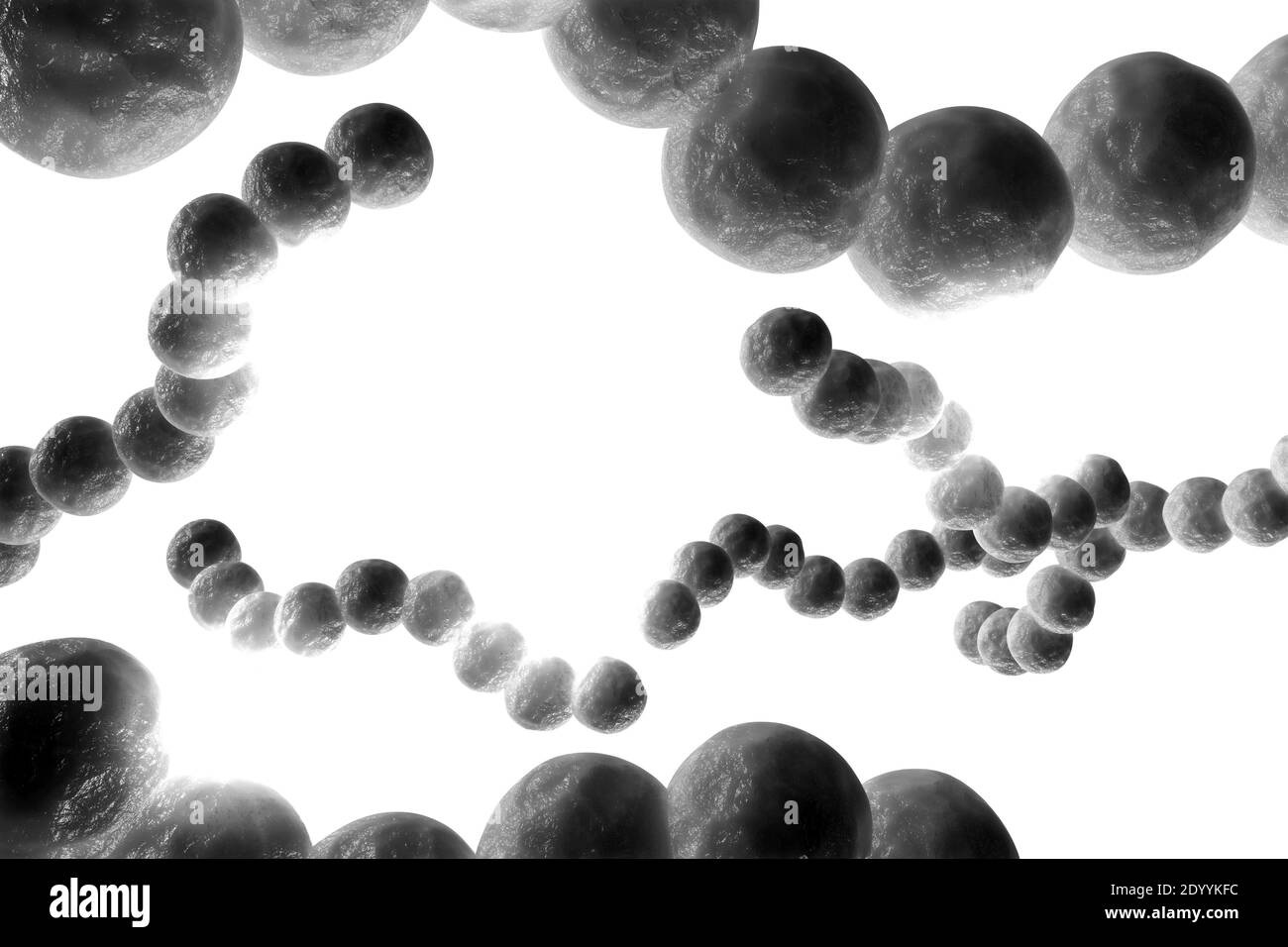 Streptokokkehle, auch bekannt als Streptococcus Pneumonie Bakterien im Mund 3D digitale Abbildung Stockfoto