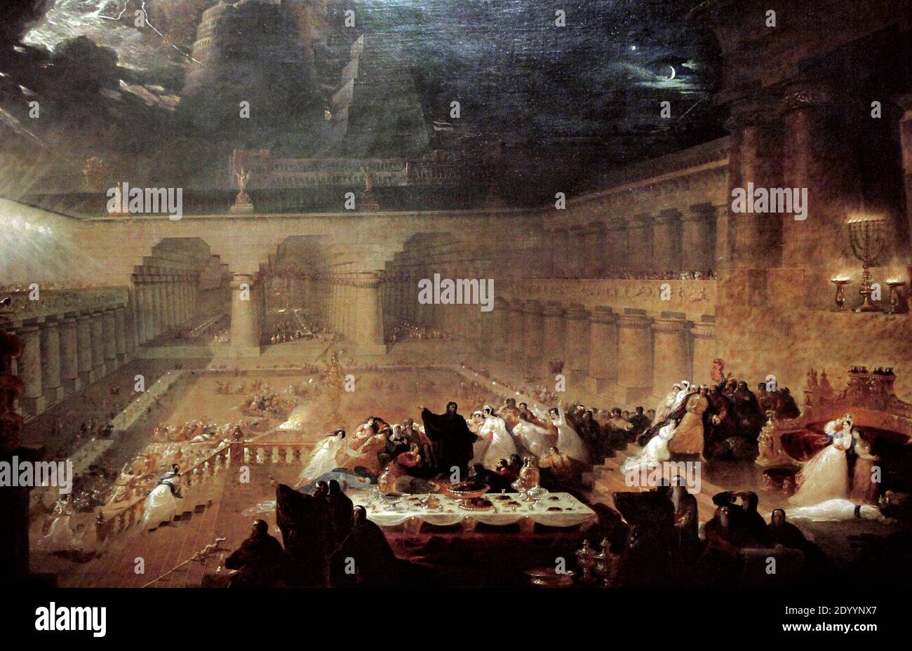 John Martin (1789-1854). Englischer romantischer Maler. Belshazzar's Feast, um 1820. Biblische Episode, das Buch Daniel. Öl auf Leinwand (80 x 120,7 cm). Details. Yale Center for British Art, New Haven, Connecticut, USA. Stockfoto