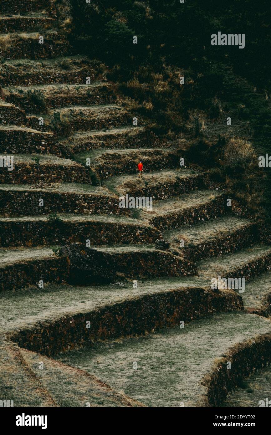 Inka-Ruinen in Pisac, Peru, Südamerika Stockfoto