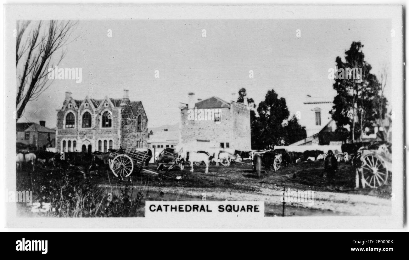 Illustration des Cathedral Square, christchurch, Neuseeland, um 1930 Stockfoto