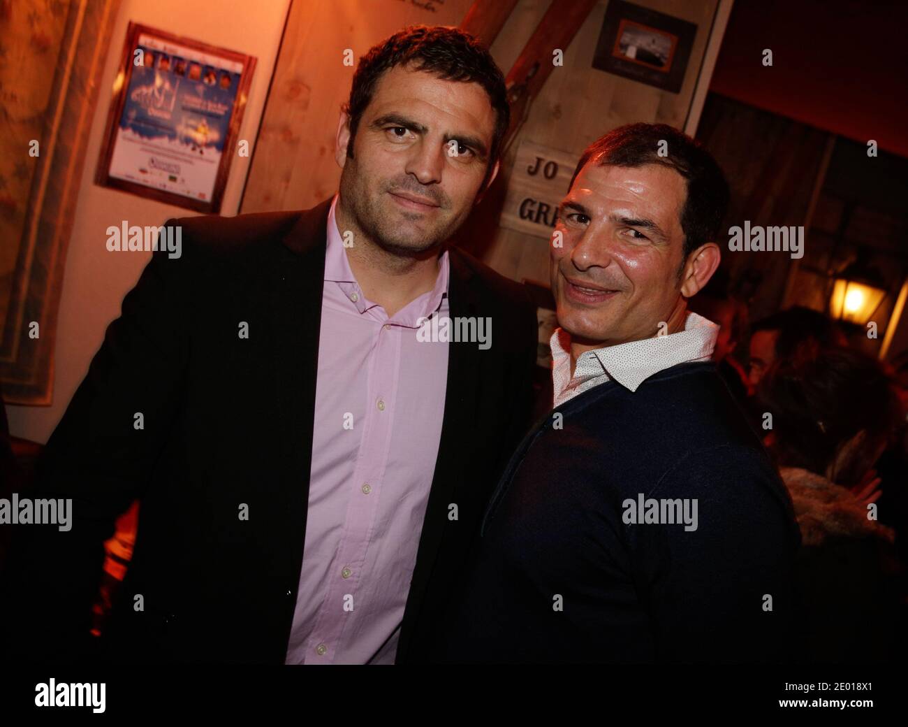 Exklusiv - Marc Lievremont und Thomas Lievremont nehmen an der Pressekonferenz "Tournoi des 6 Stations 2014" im Chalet des iles am 21. November 2013 in Paris, Frankreich, Teil. Foto von Jerome Domine/ABACAPRESS.COM Stockfoto