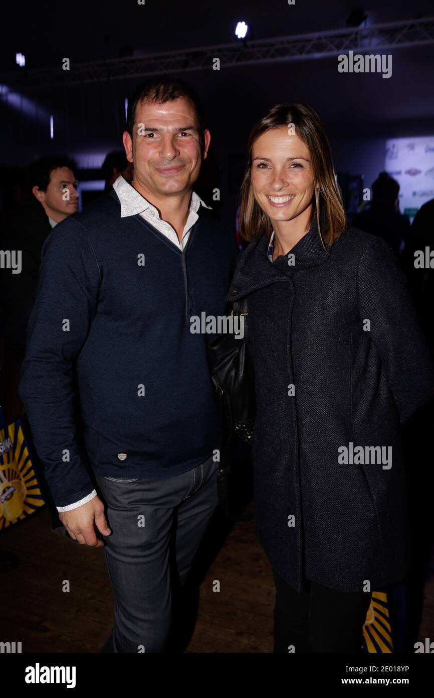 Exklusiv - Marc Lievremont und Isabelle Ithurburu nehmen an der Pressekonferenz "Tournoi des 6 Stations 2014" im Chalet des iles am 21. November 2013 in Paris, Frankreich, Teil. Foto von Jerome Domine/ABACAPRESS.COM Stockfoto