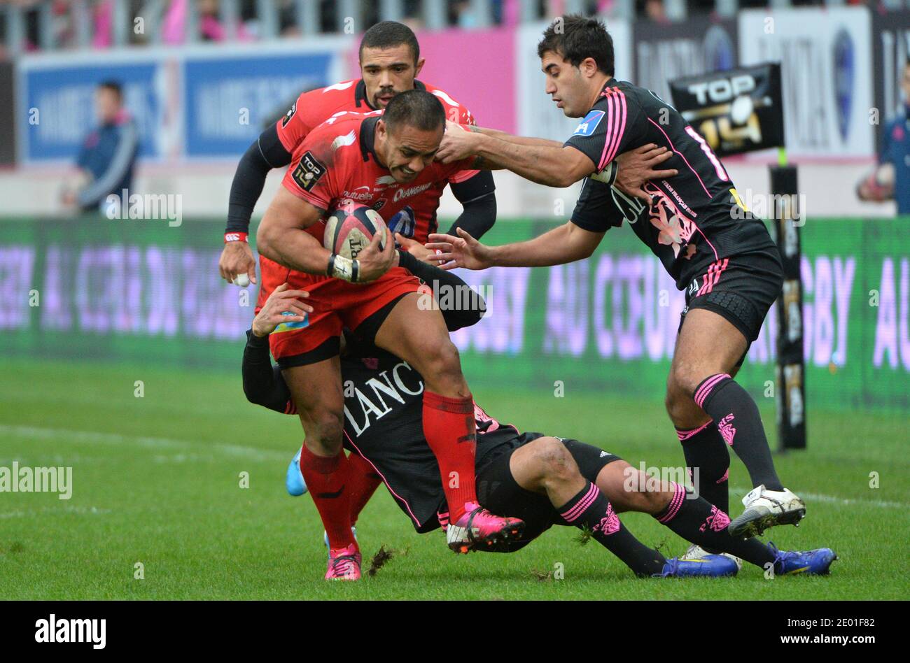 Toulons Rudolffe Wulf beim Top 14 Rugby Spiel Stade Francais gegen Toulon im Jean Bouin Stadion in Paris, Frankreich am 30. November 2013. Stade Francais gewann 23:0. Foto von Christian Liewig/ABACAPRESS.COM Stockfoto