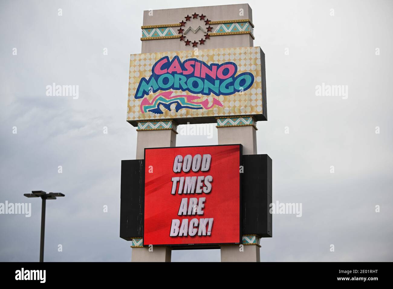 Allgemeine Gesamtansicht der Beschilderung im Casino Morongo, Donnerstag, 24. Dezember 2020 in Cabazon, Kalifornien (Dylan Stewart/Image of Sport) Stockfoto