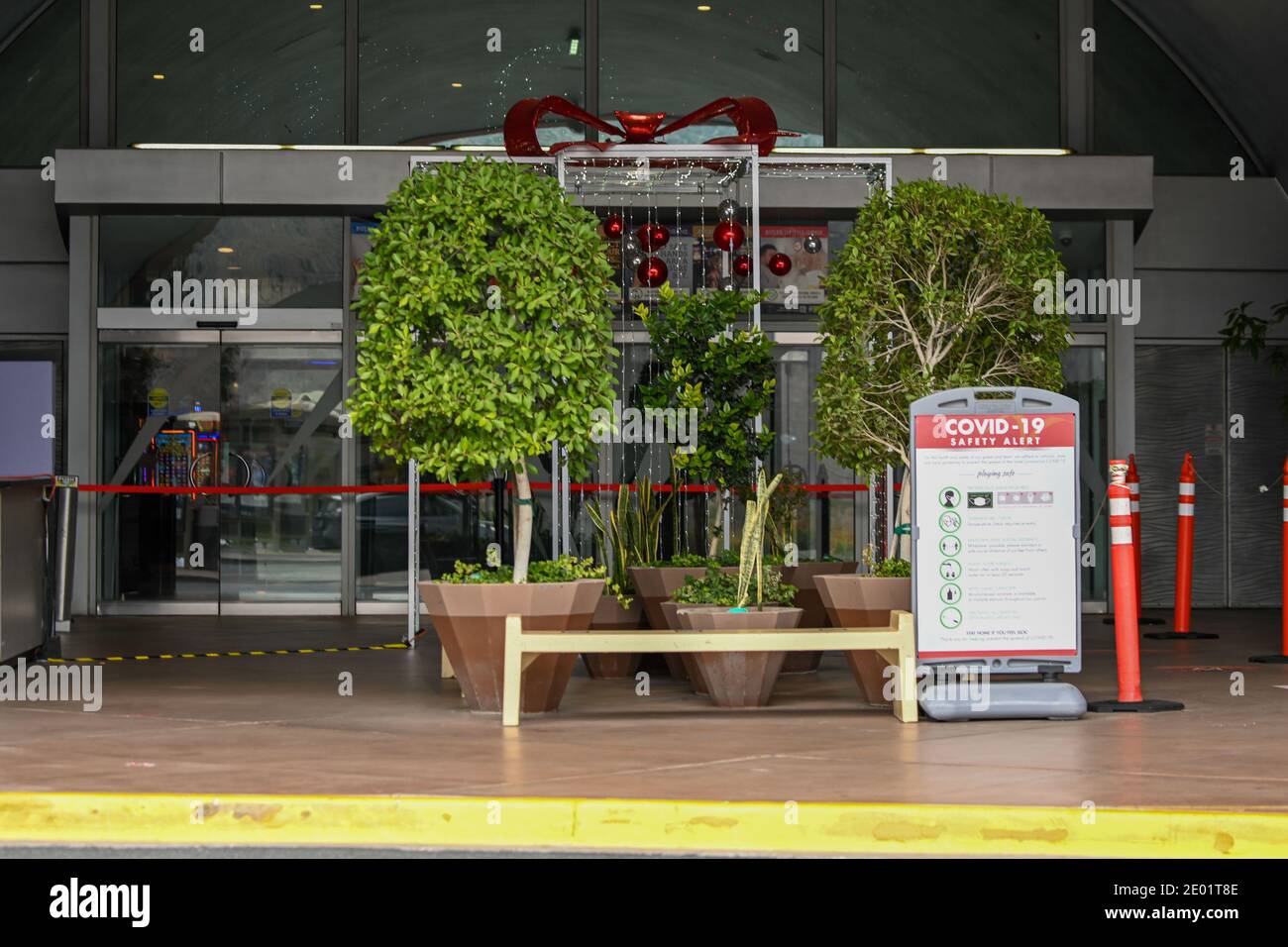 Allgemeine Gesamtansicht der Beschilderung Durchsetzung COVID-19 Einschränkungen im Casino Morongo, Donnerstag, 24. Dezember 2020 in Cabazon, Kalifornien (Dylan Stewart / Bild von Stockfoto