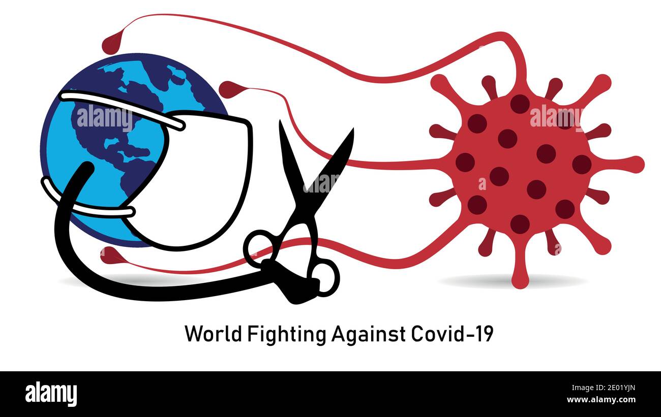Welt kämpft gegen covid-19 Konzept Design Vektor Illustration Stock Vektor