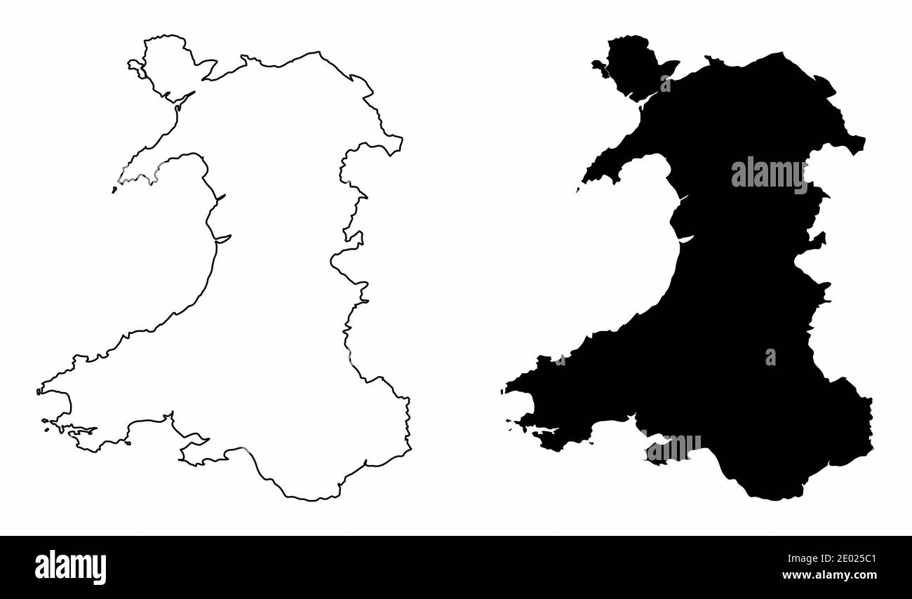 Wales Silhouettenkarten Stock Vektor