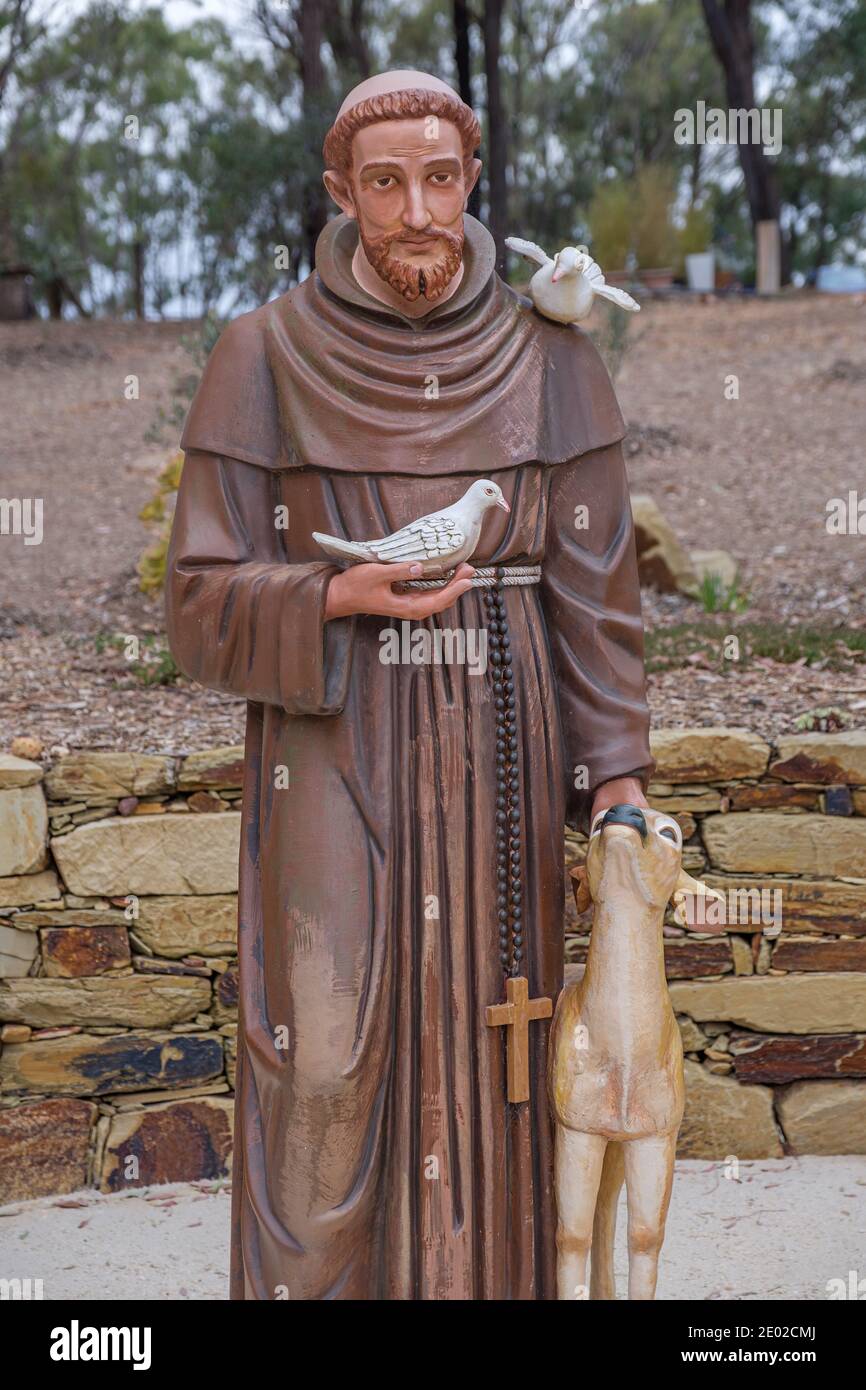Hl. Franziskus von Assisi, große Stupa des internationalen Mitgefühls, Bendigo Stockfoto
