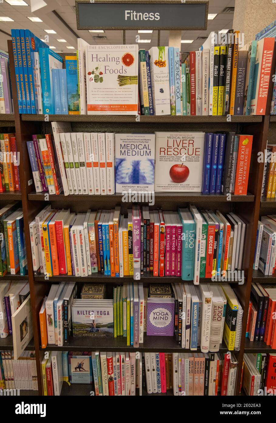 Bücher im Regal, Barnes and Noble, USA Stockfoto
