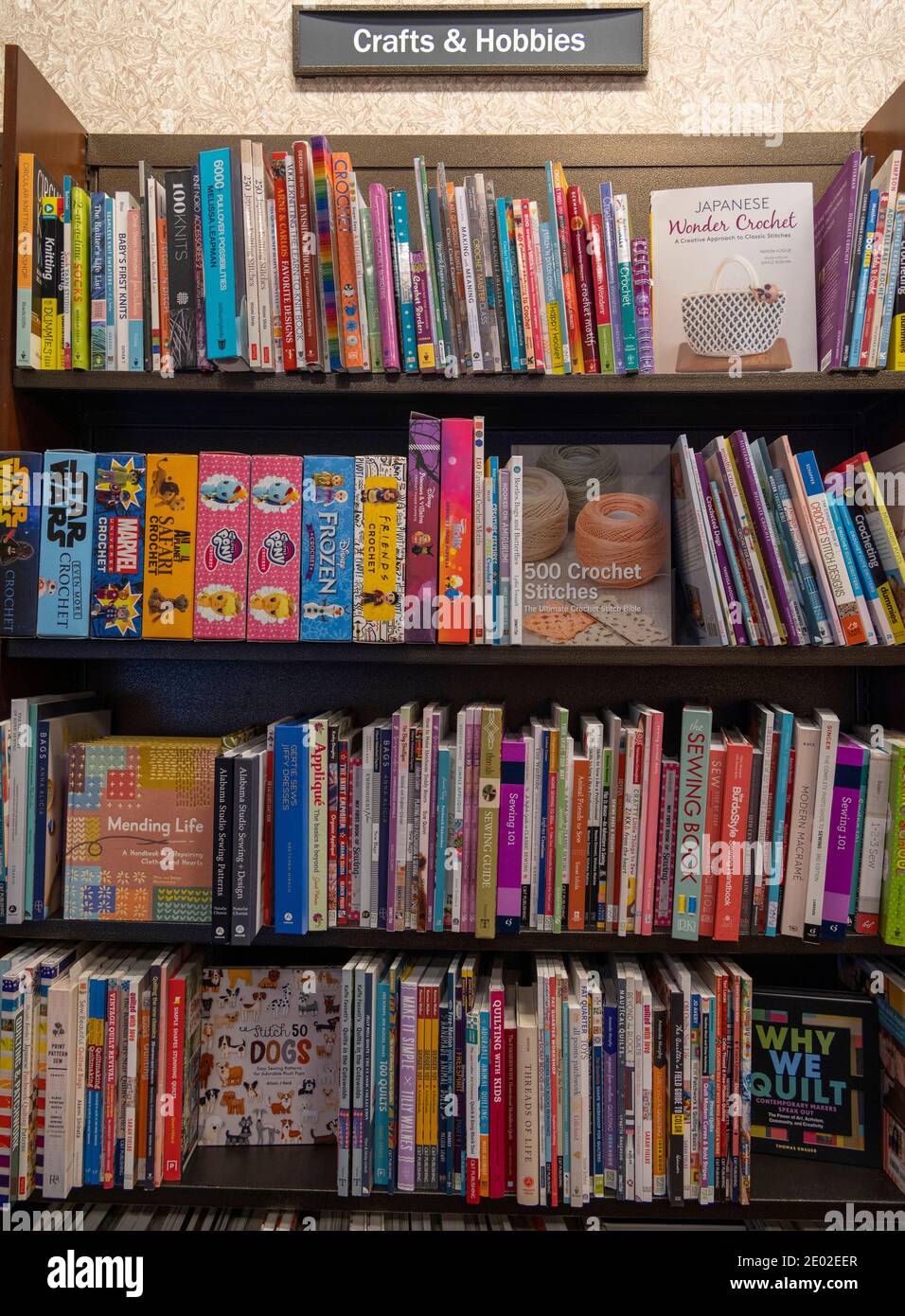 Bastelbücher und Hobbys in Regalen, Barnes and Noble, USA Stockfoto