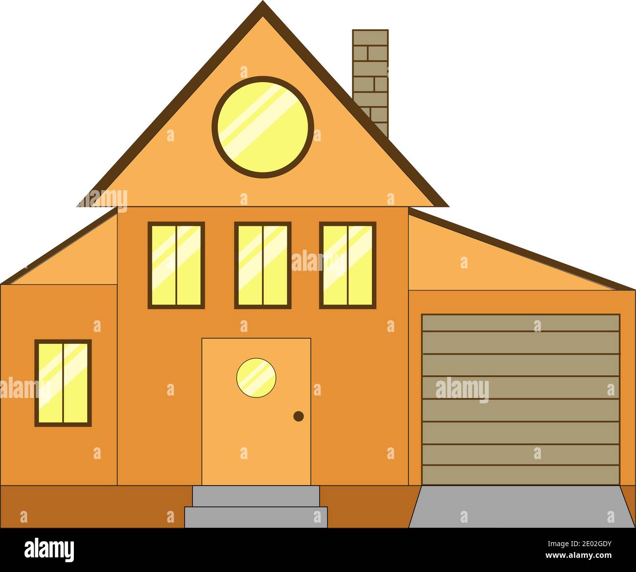 Isoliertes großes braunes Haus. Hütte Vektor im Dorf. Stock Vektor