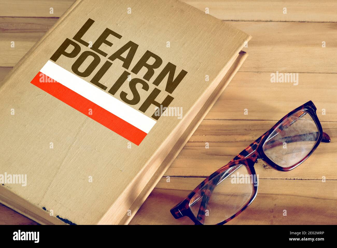 Ein Buch und Slogan Lernen Sie Polnisch Stockfoto