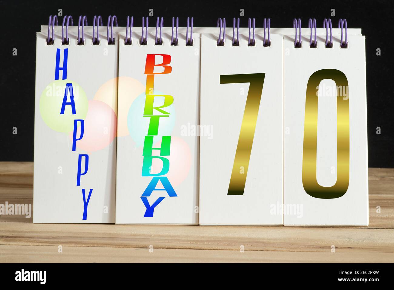 Kalender und alles gute zum 70. Geburtstag Stockfoto