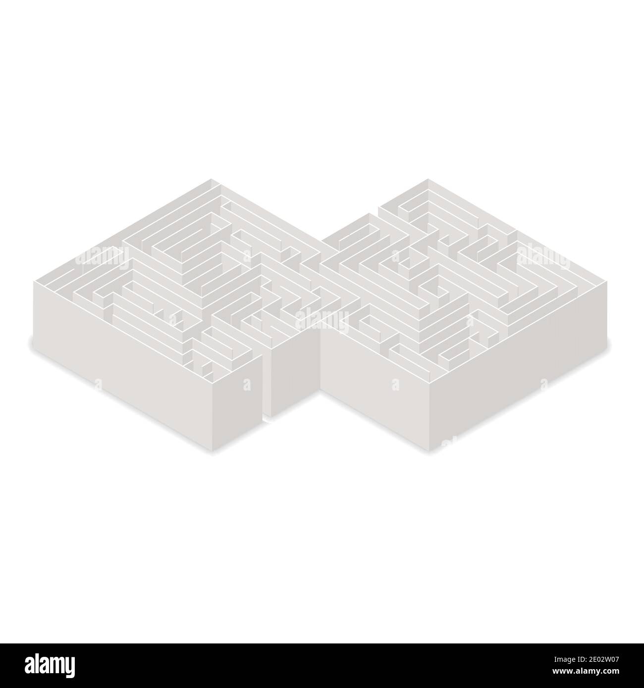 Kompliziertes Labyrinth in isometrischer Ansicht auf Weiß Stock Vektor