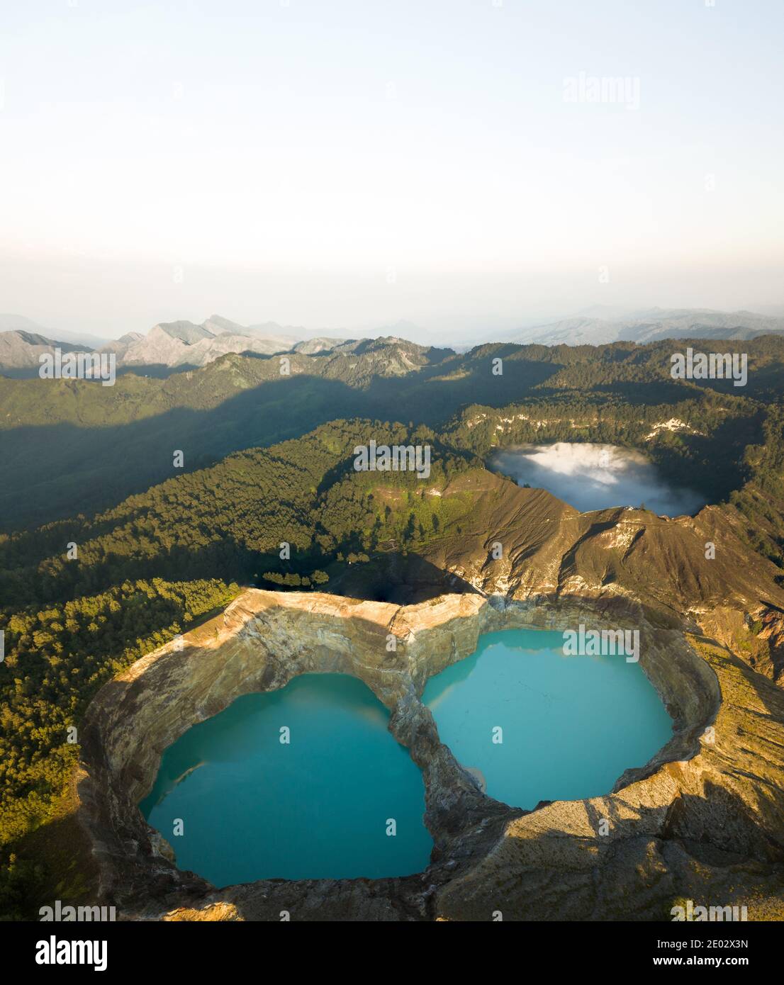 Kelimutu Bergseen Drohne Luftaufnahme in Indonesien Stockfoto