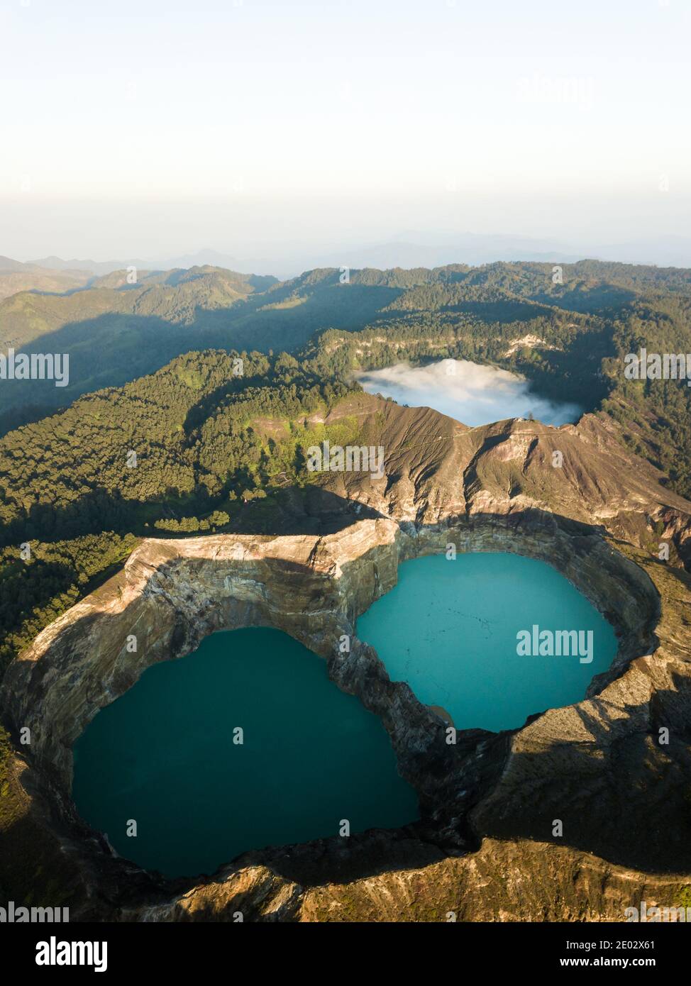 Kelimutu Bergseen Drohne Luftaufnahme in Indonesien Stockfoto