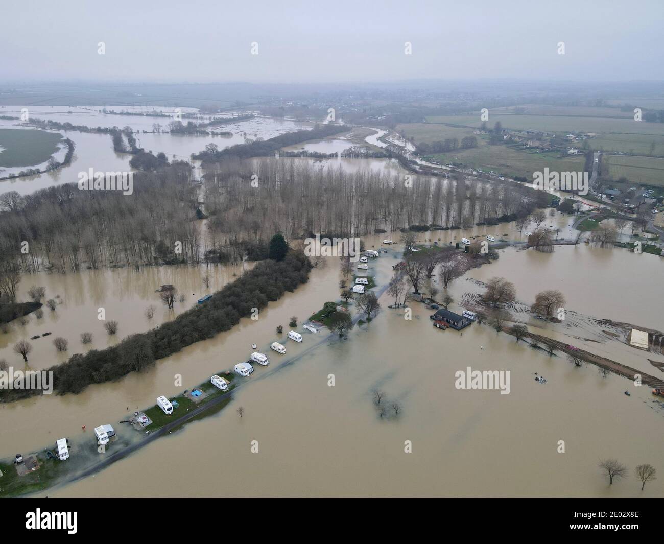 Dörfer rund um Peterborough überschwemmt aufgrund von Bersten Banken an der Fluss Nene und starke Regenfälle durch Sturm Bella verursacht Stockfoto