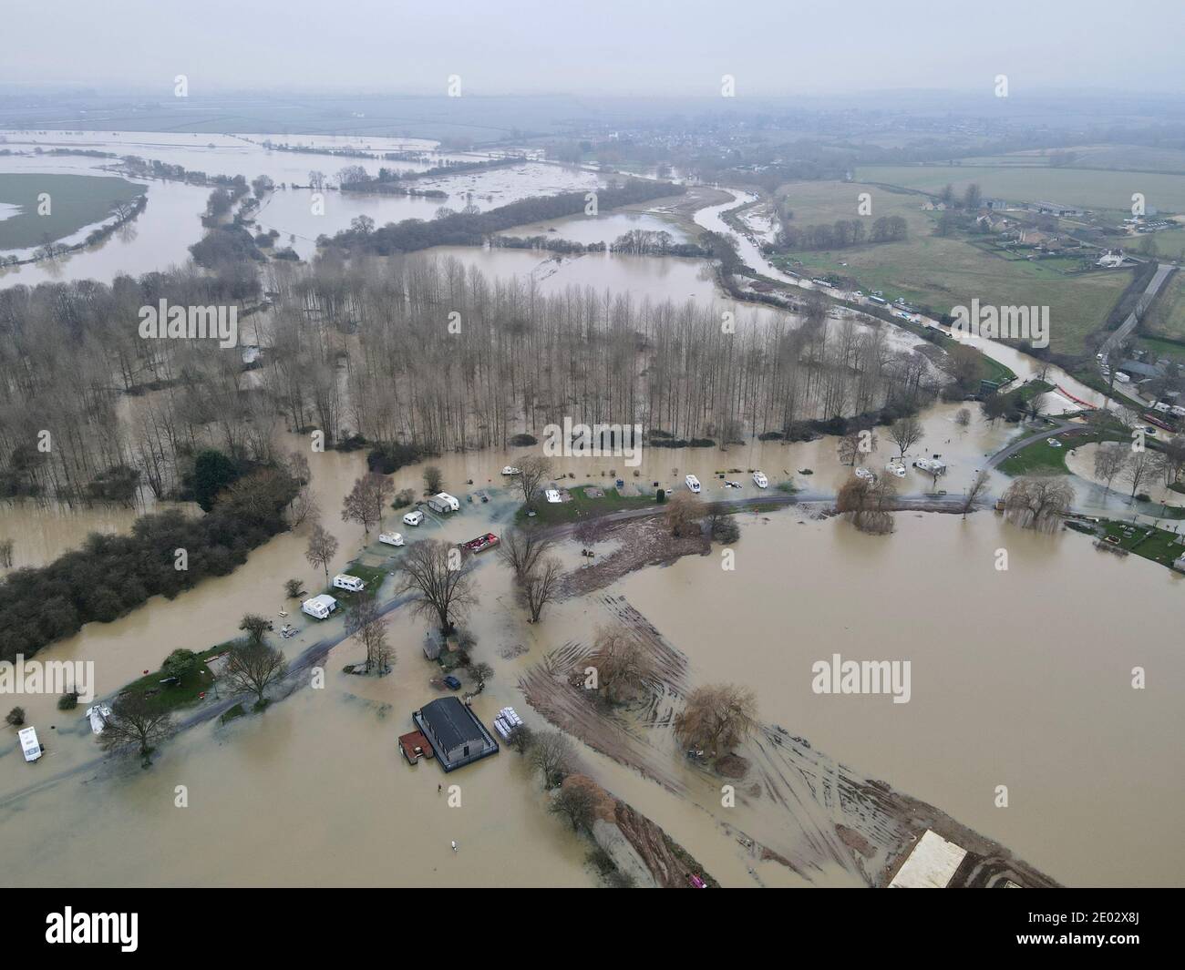 Dörfer rund um Peterborough überschwemmt aufgrund von Bersten Banken an der Fluss Nene und starke Regenfälle durch Sturm Bella verursacht Stockfoto