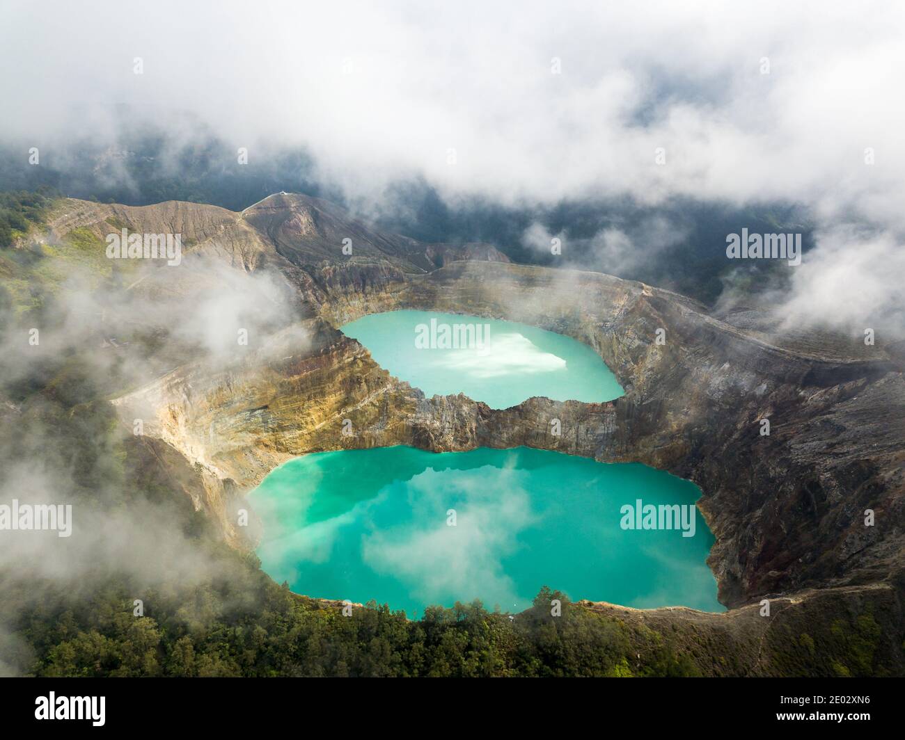 Kelimutu Bergseen Drohne Luftaufnahme in Indonesien Stockfoto