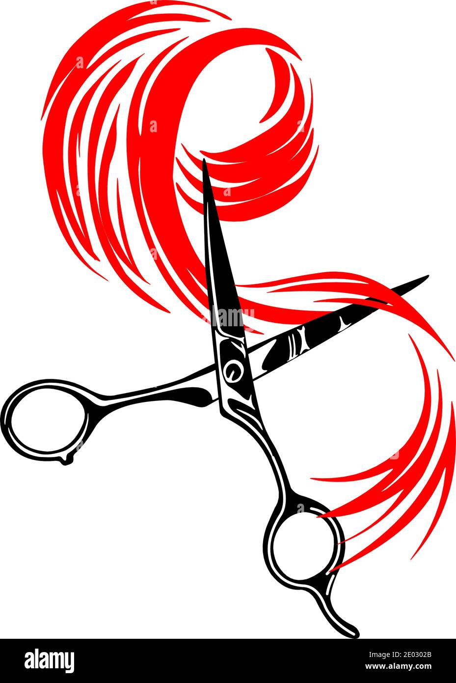 Schneiden Sie die rote Haarsperre für den Friseursalon ab. Stock Vektor