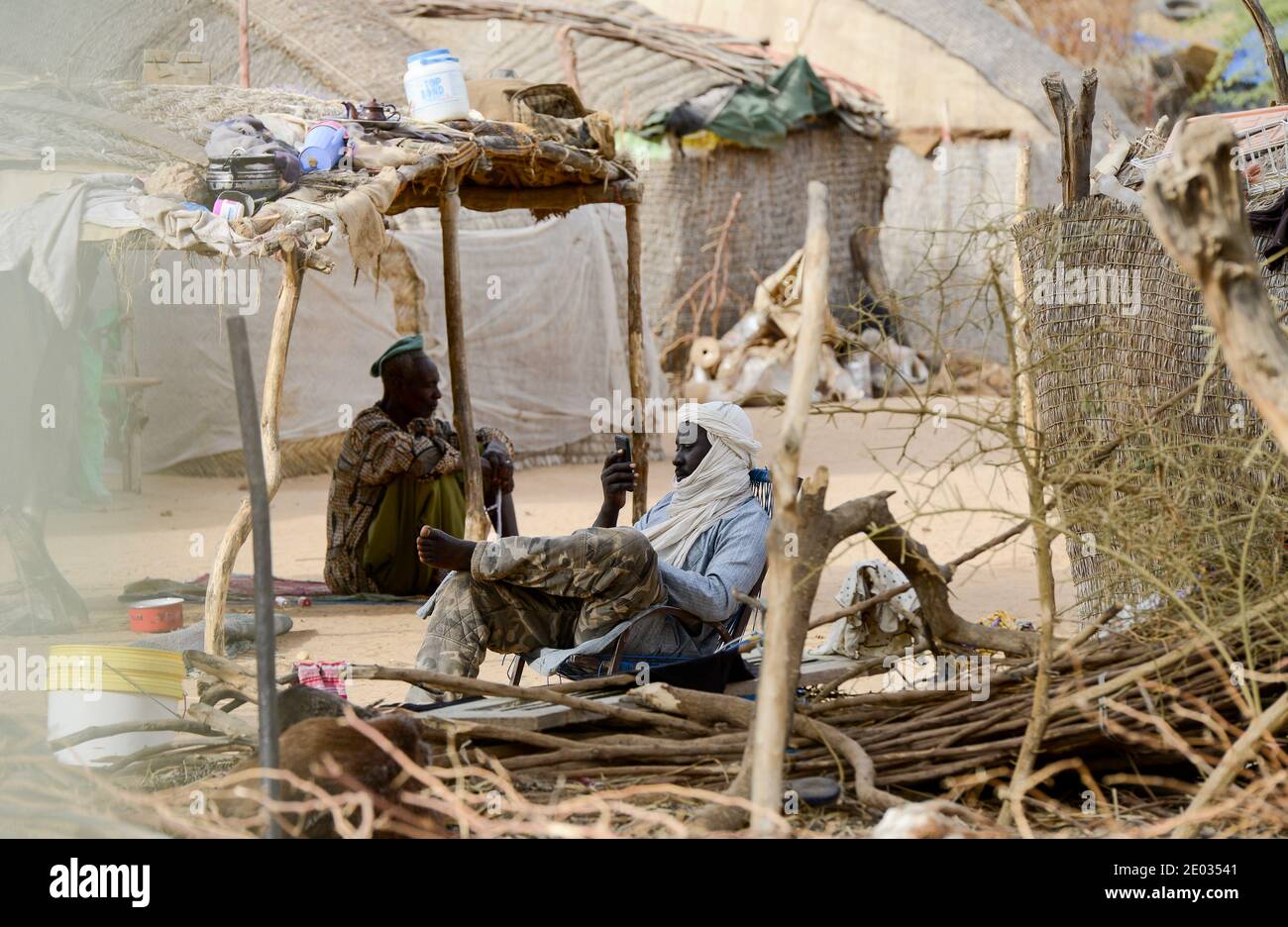 MALI, Gao, Zelt der IDP´s Binnenvertriebene aus dem Krieg in Mali / Zelte von durch den Krieg in Mali vertriebenen Menschen aus Dörfern Stockfoto