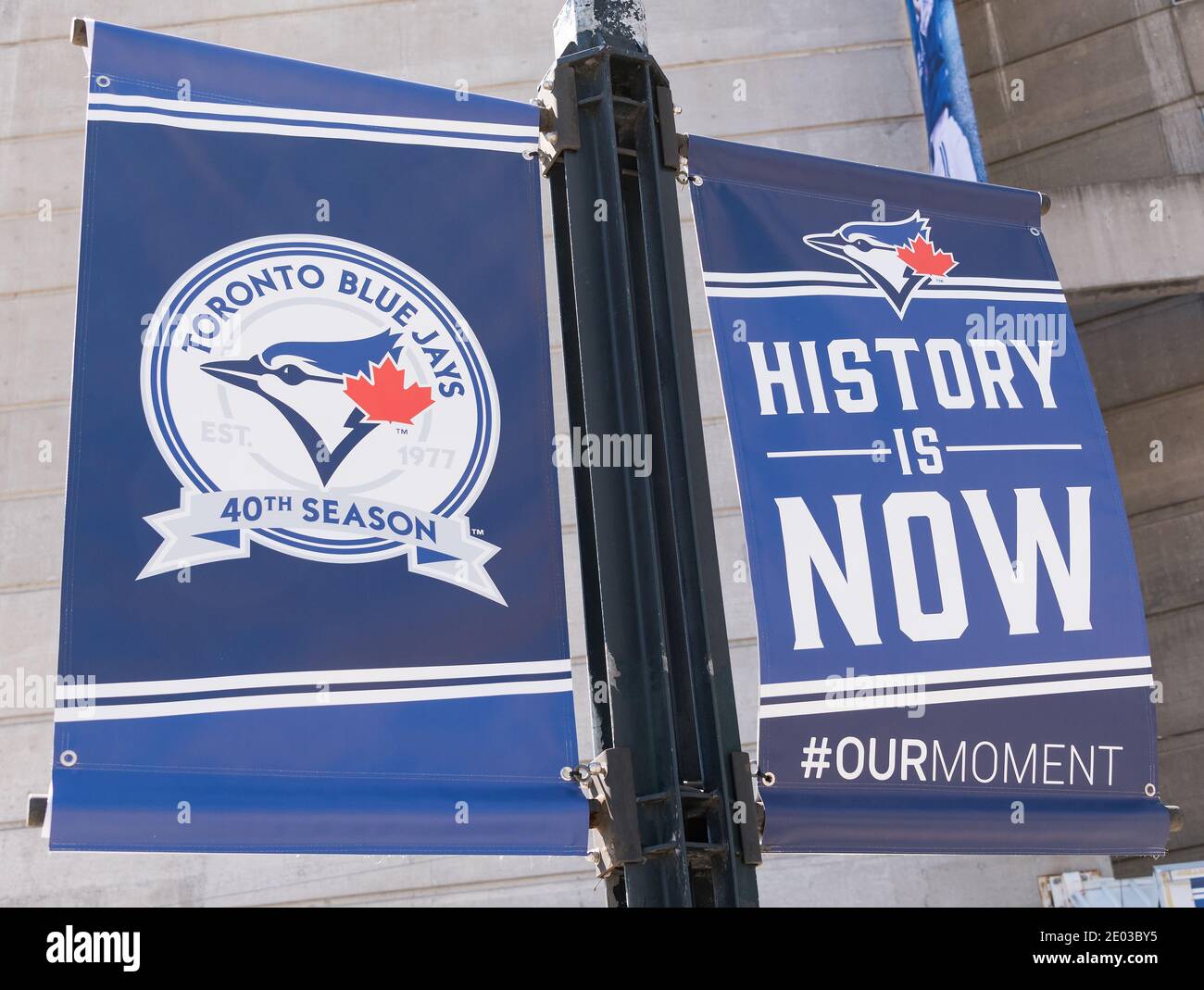 Blue Jays Baseballteam liest 'History is Now', Toronto, Kanada-April 2016 Stockfoto