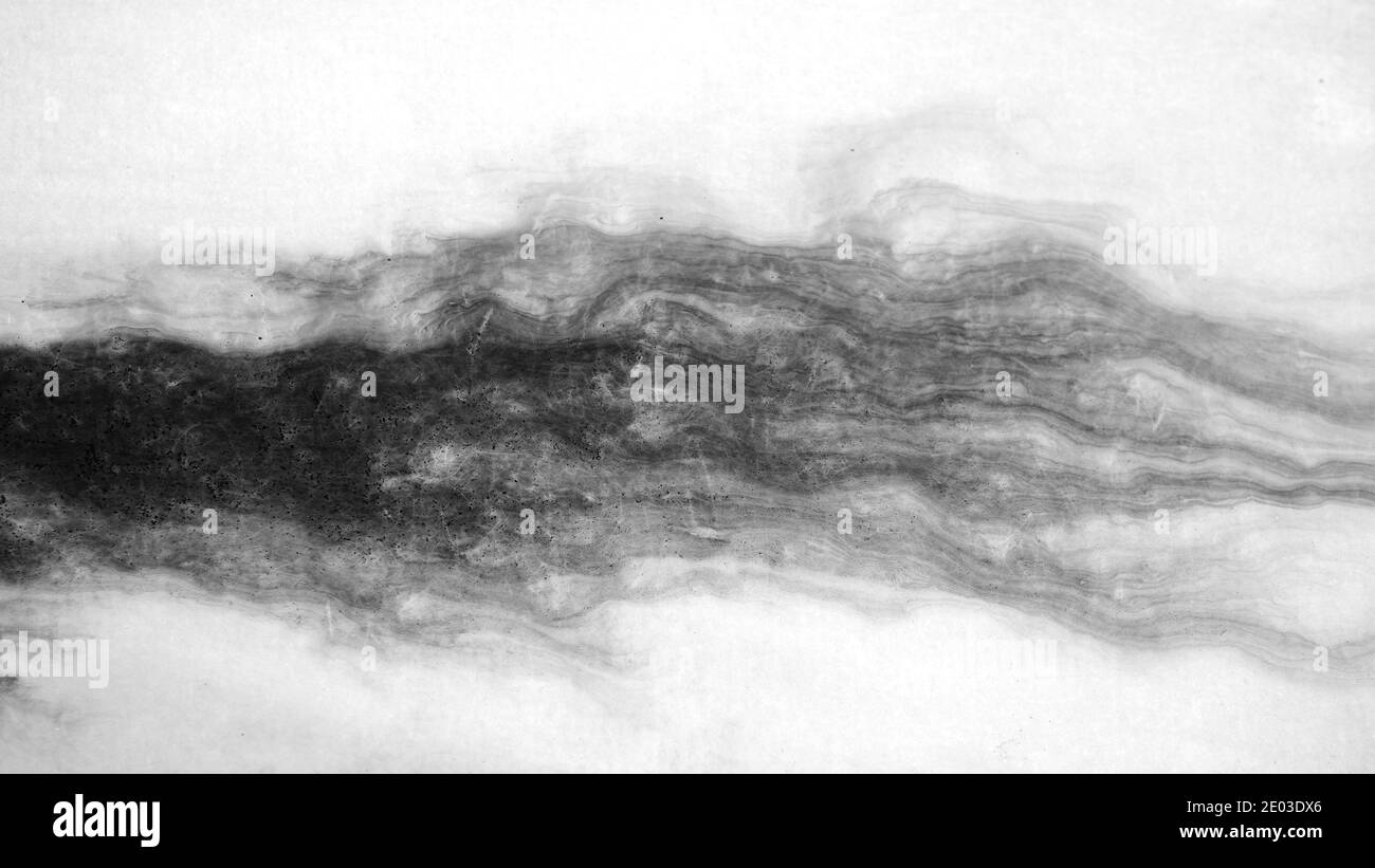 Abstrakte schwarze Tinte Malerei auf weißem Hintergrund, Aquarell-Textur Stockfoto