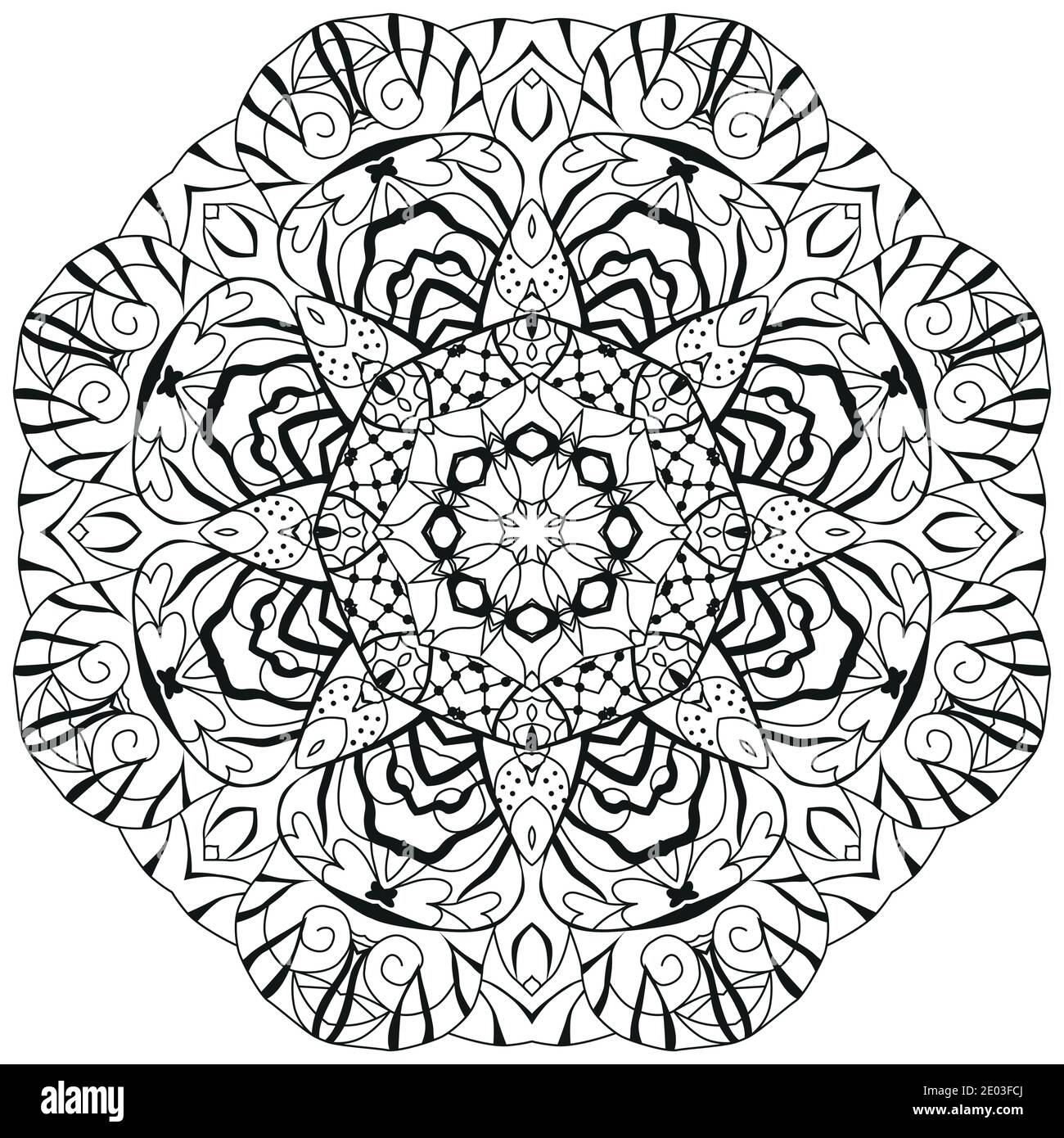 Dekorative runde Ornamente. Ungewöhnliche Blütenform. Orientalische Vektor, Anti-Stress-Therapie Muster. Webart Design-Elemente für die Färbung. Stock Vektor