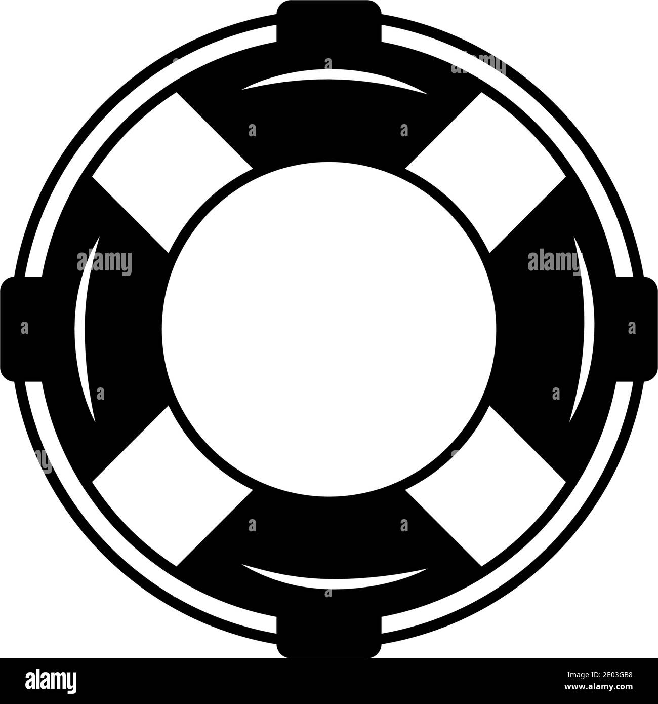 Rettungsboot Symbol mit schwarzer Linie. Rettungsring, Rettungsboot, Hilfesymbol. Stock Vektor