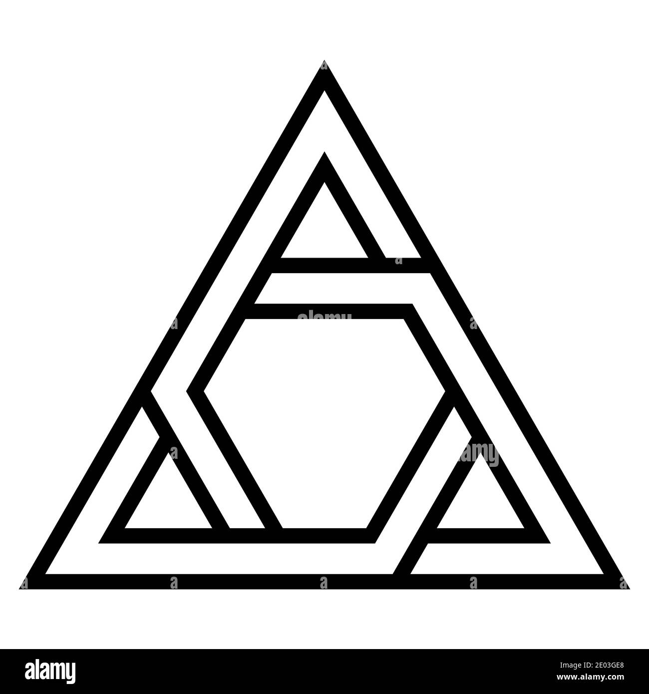 Logo Dreieck Zeichen geschlossenes System, das Vektor-Dreieck mit verdrehten Seiten des Bisektors Stock Vektor