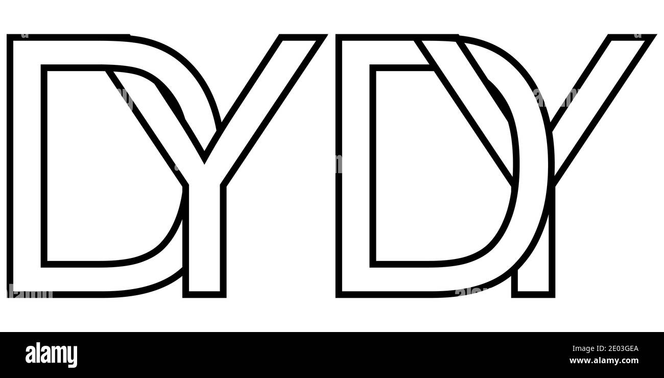 Logo yd dy Symbol Zeichen zwei Zeilensprungbuchstaben Y D, Vektor-Logo yd dy erste Großbuchstaben Muster Alphabet y d Stock Vektor