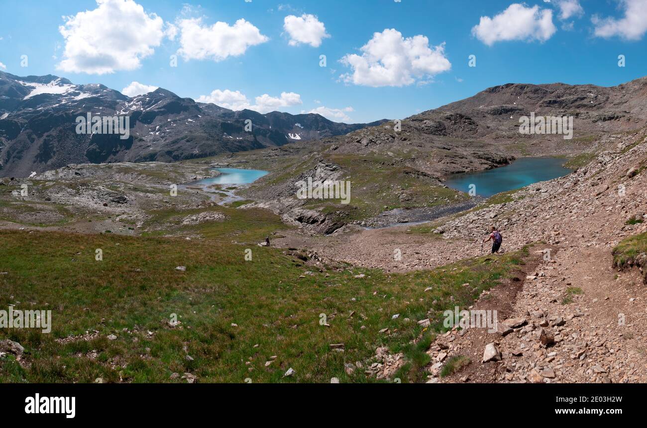 Panoramablick auf die schönen Seen von Bormio Stockfoto