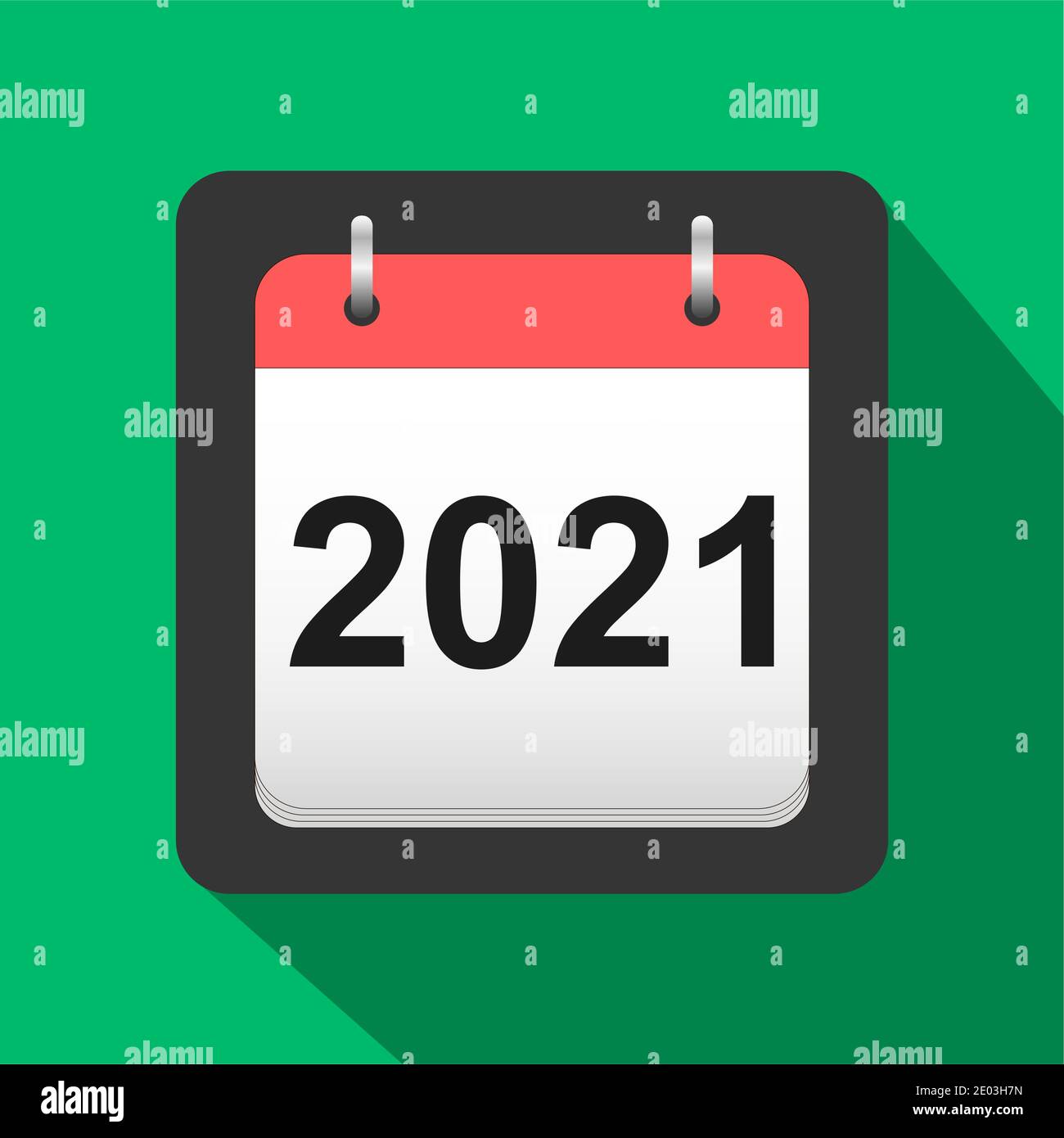 2021 Kalender flache Symbol, 2021 Kalender Deckblatt flache Stil, Silvester Vektor Stock Vektor