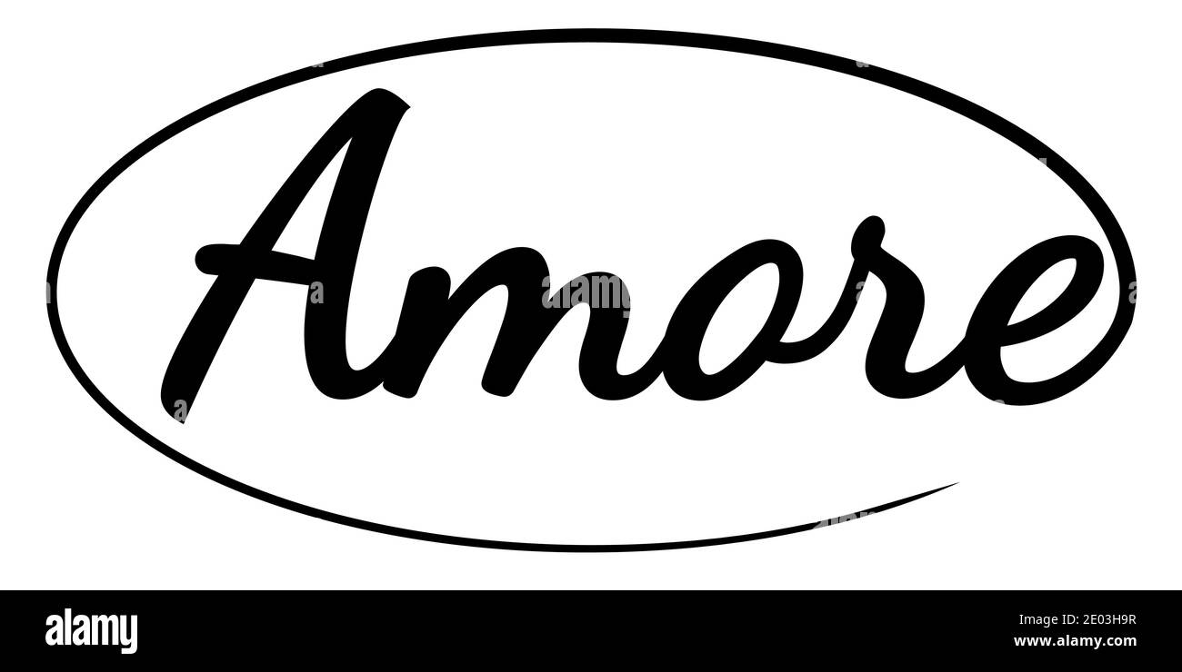 Amore Wort Hand gezeichnet Pinsel kalligraphische Tinte Vektor Comic-Buch Amore Stil Pop Art Poster Liebe, drucken T-Shirt Stock Vektor