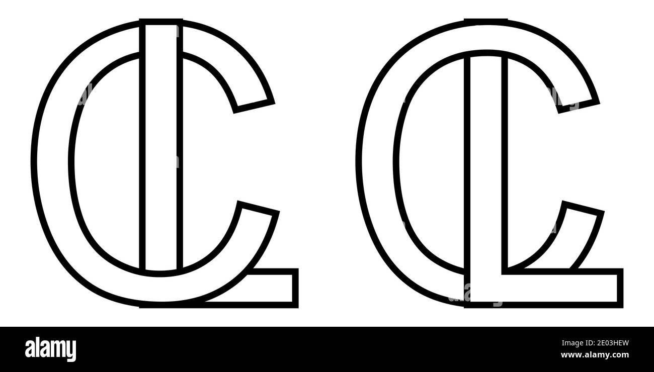 Logo Zeichen lc und cl Symbol Zeichen zwei Zeilensprungbuchstaben L, C Vektor Logo lc, cl ersten Großbuchstaben Muster Alphabet l, c Stock Vektor