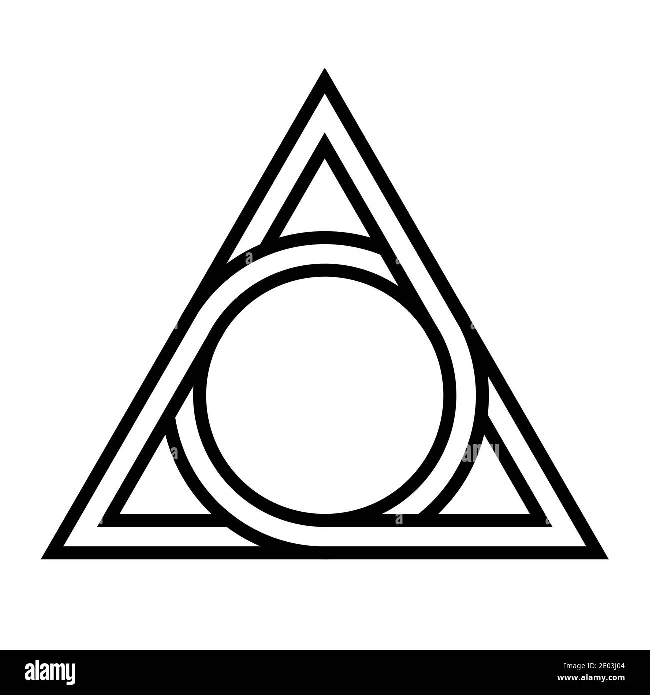 Geometrische Figur Kreis in einem Dreieck eingeschrieben, der Vektor-Logo Tattoos mythologischen Symbol rund Dreieck Stock Vektor
