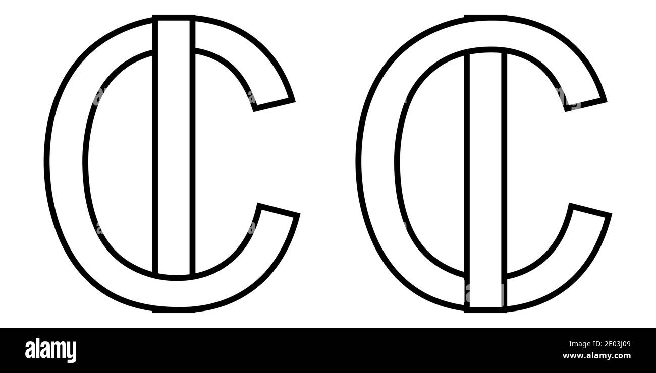 Logo Zeichen ic CI Icon Zeichen zwei Zeilensprungbuchstaben I, C Vektor Logo ic, CI erste Großbuchstaben Muster Alphabet i, c Stock Vektor