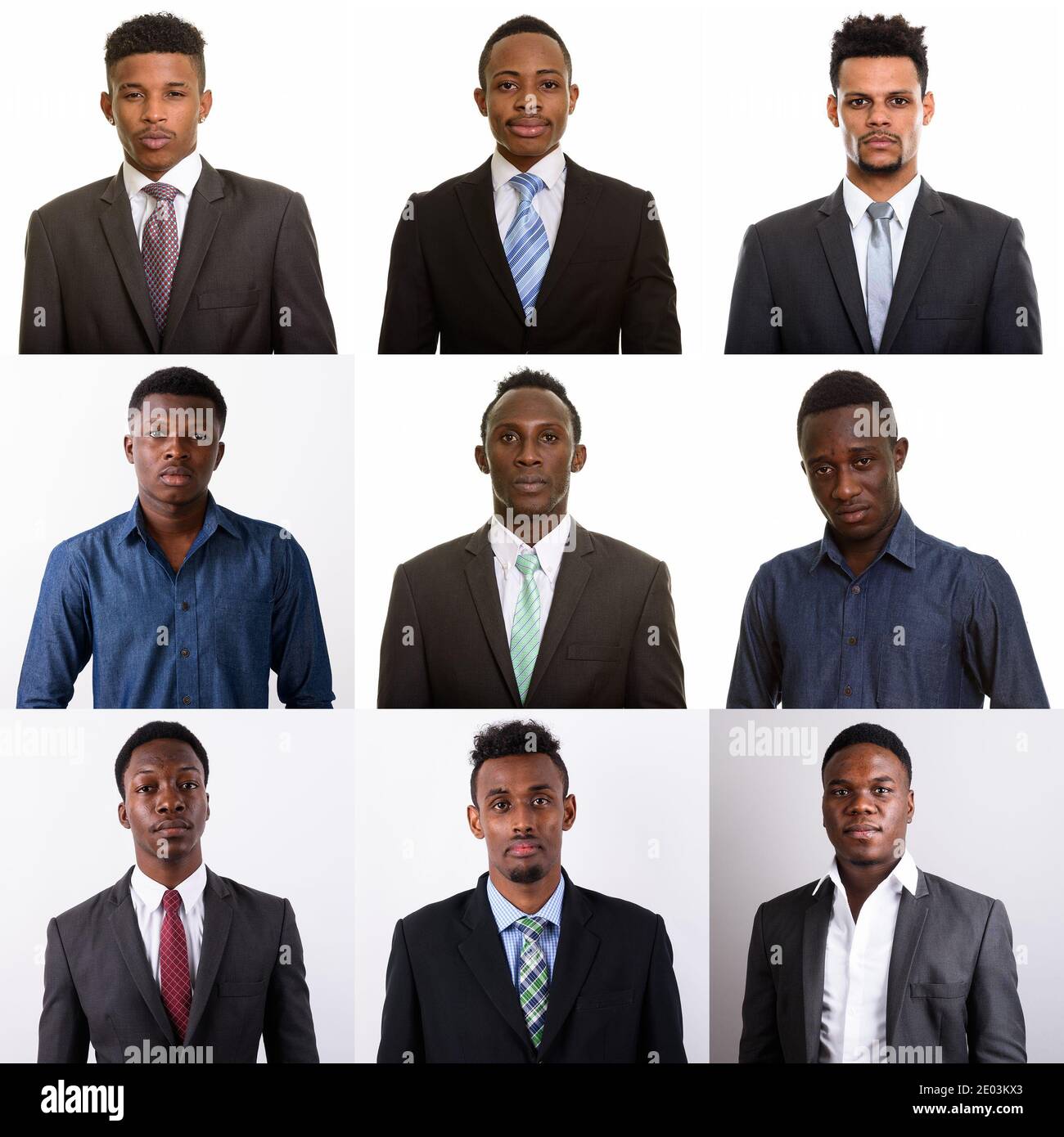 Collage von verschiedenen und gemischten afrikanischen Menschen Stockfoto