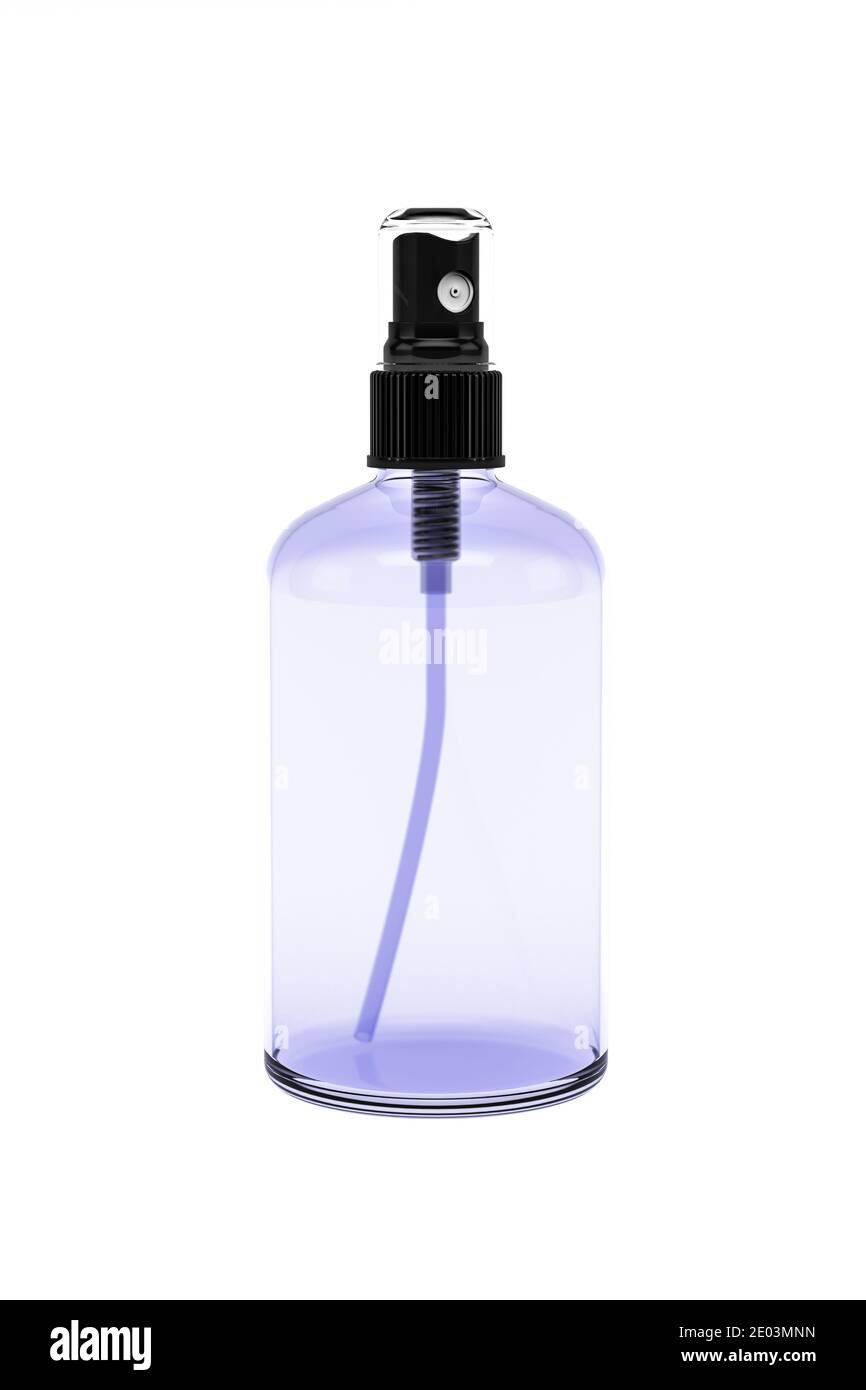 Violett transparente Sprühflasche isoliert auf weißem Hintergrund - 3d Rendern Stockfoto