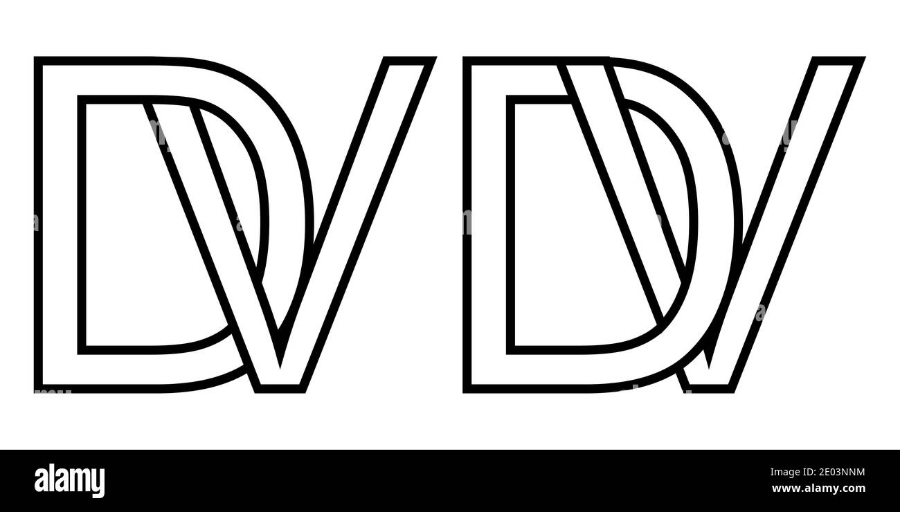 Logo vd und dv Symbol Zeichen zwei Zeilensprungbuchstaben V D, Vektor-Logo vd dv erste Großbuchstaben Muster Alphabet V d Stock Vektor
