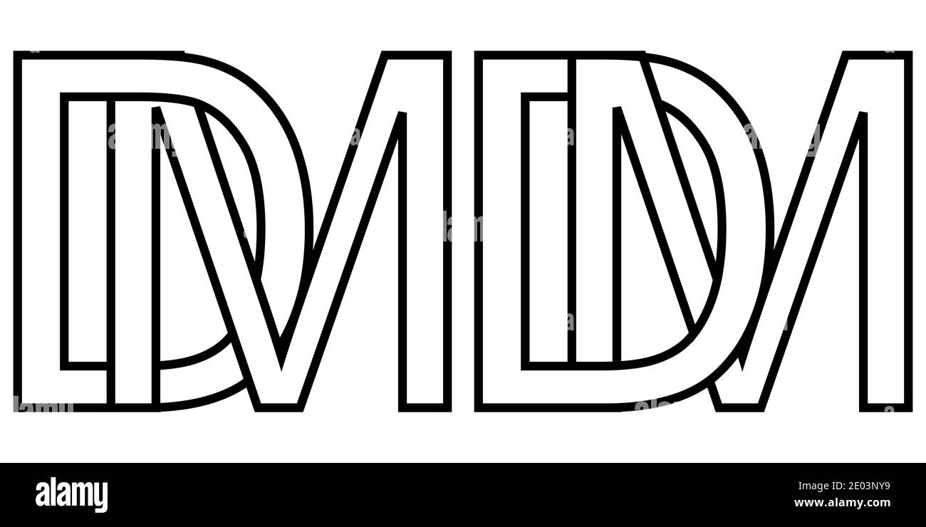 Logo md dm Symbol Zeichen zwei Zeilensprungbuchstaben m D, Vektor-Logo md dm erste Großbuchstaben Muster Alphabet m d Stock Vektor