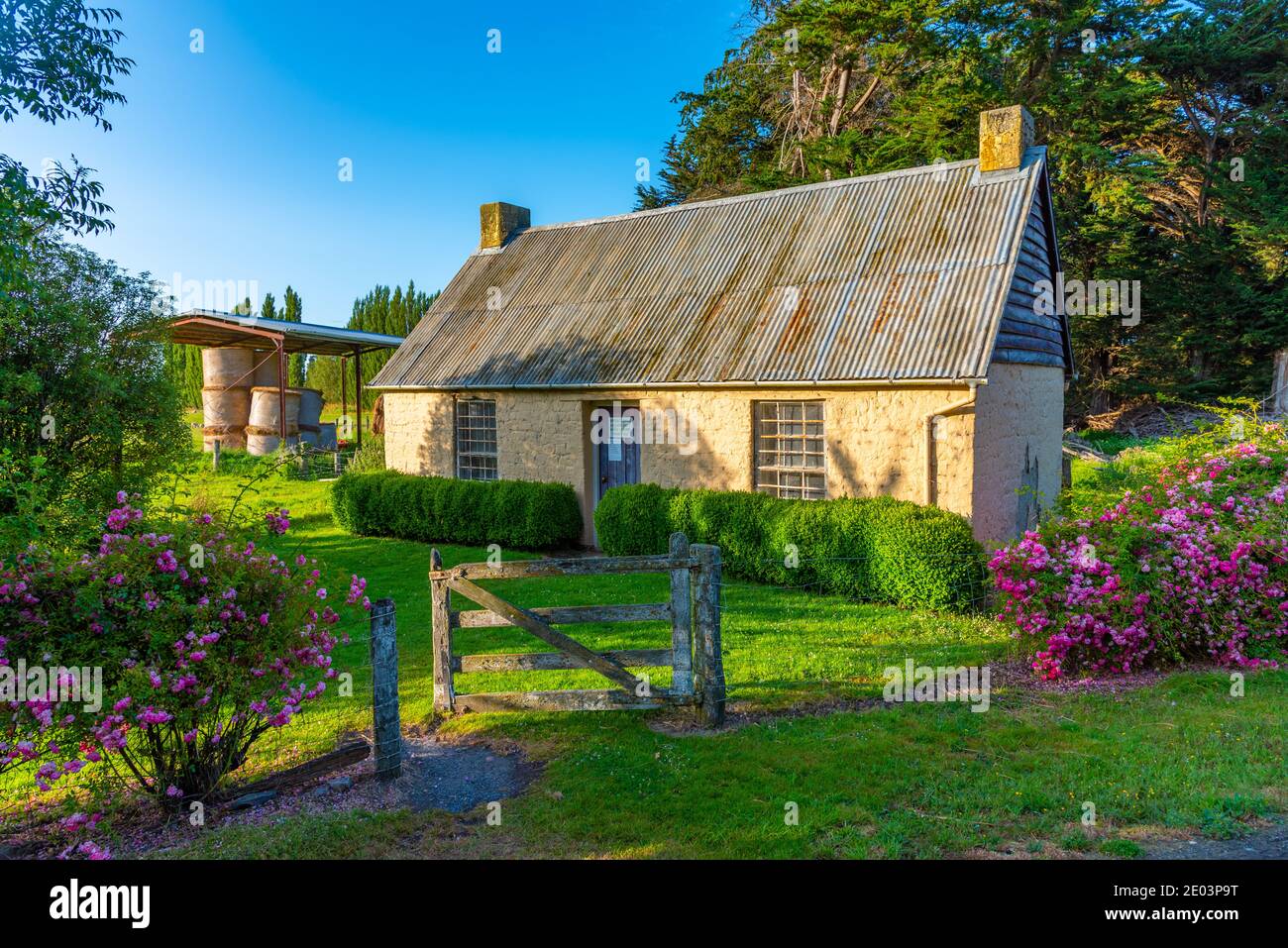 SOD Cottage in Neuseeland Stockfoto