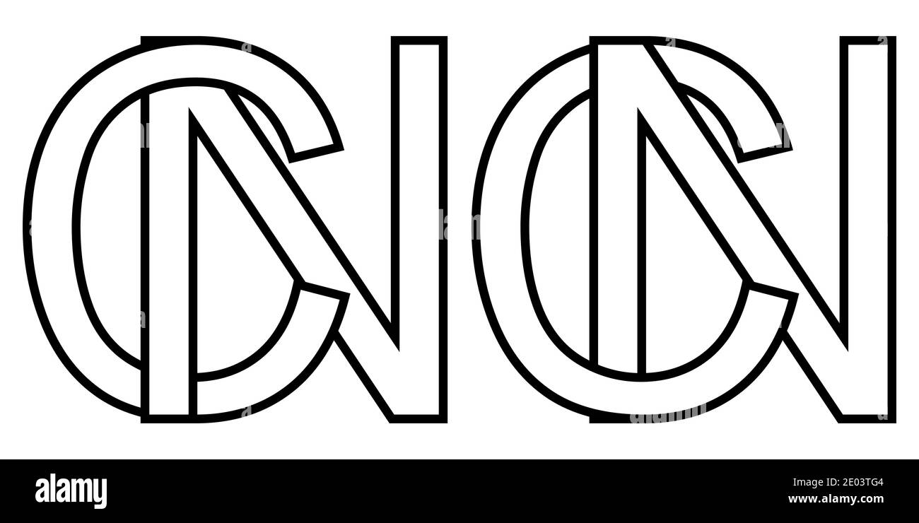 Logo Zeichen nc cn Symbol Zeichen zwei Zeilensprungbuchstaben N, C Vektor-Logo nc, cn erste Großbuchstaben Muster Alphabet n, c Stock Vektor