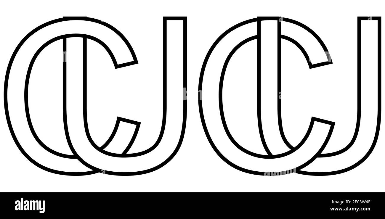 Logo Zeichen uc, Cu Symbol Zeichen zwei Zeilensprungbuchstaben U, C Vektor-Logo uc, Cu ersten Großbuchstaben Muster Alphabet U, c Stock Vektor